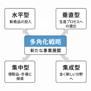 水平型・垂直型・集中型・集成型の4つの分類